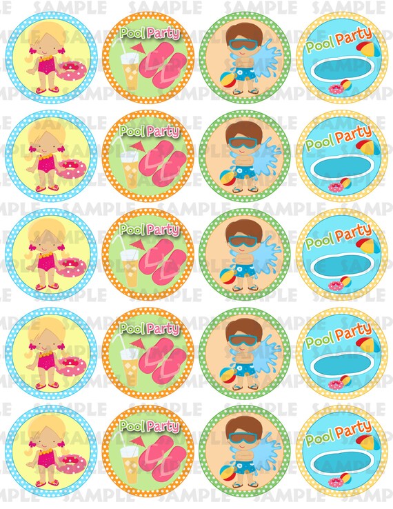 Printable Swimming Pool Party Cupcake Toppers-Swimming Pool Party ...