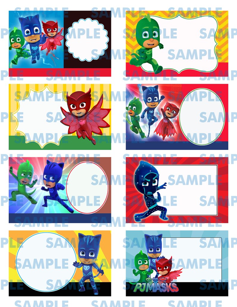 Pj Mask Printable Labelspj Mask Name Cardspj Mask School Etsy