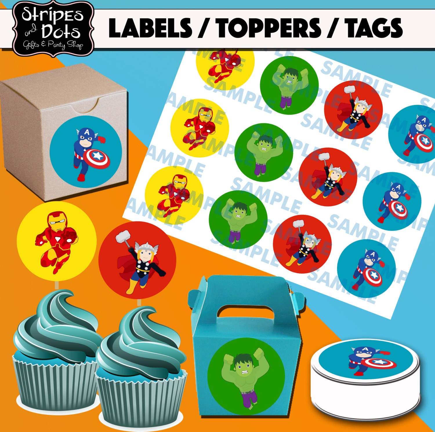 Printable Superheroes Cupcake Topperssuperheroes - Etsy