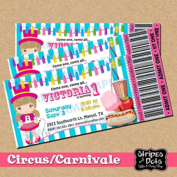 ticket circus invitation circus circus party carnival etsy