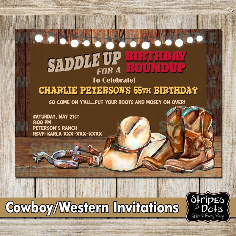 Western Invitations-cowboy's Party-western Party-cowboy - Etsy