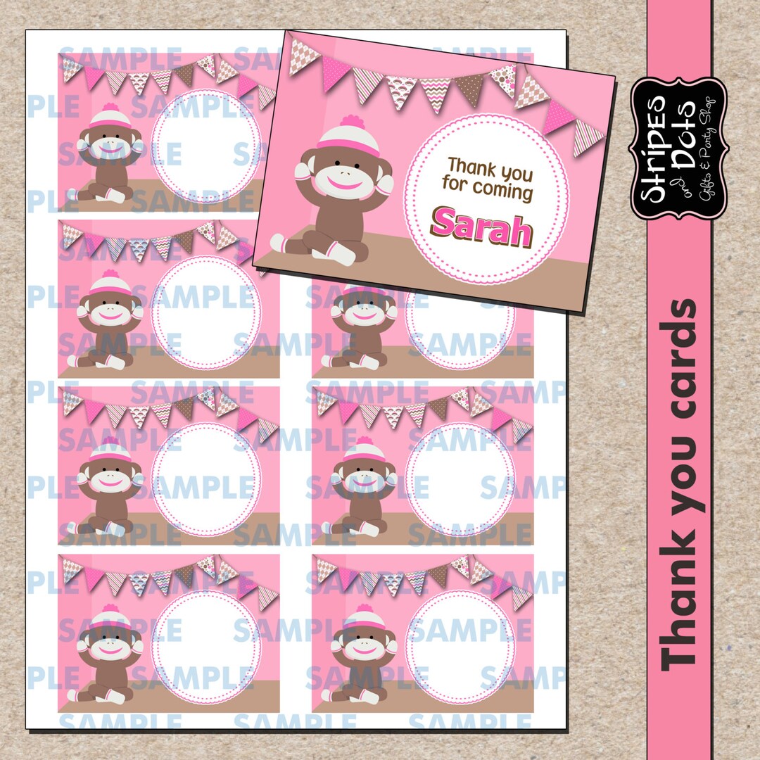 Sock Monkey Printable Labelssock Monkey Name Cardssock - Etsy