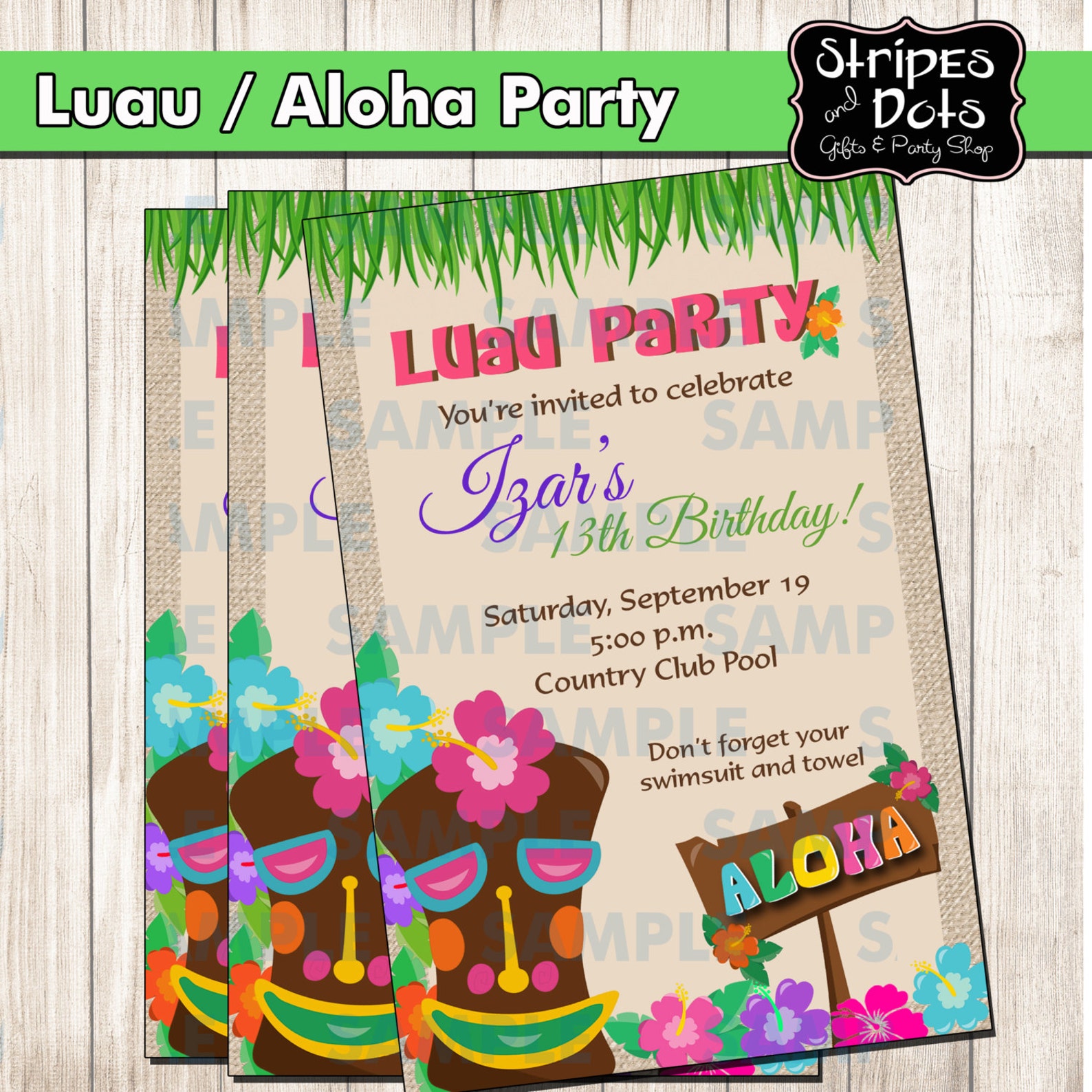 Ideas de invitaciones hawaianas invitacionesAloha Luau Etsy España
