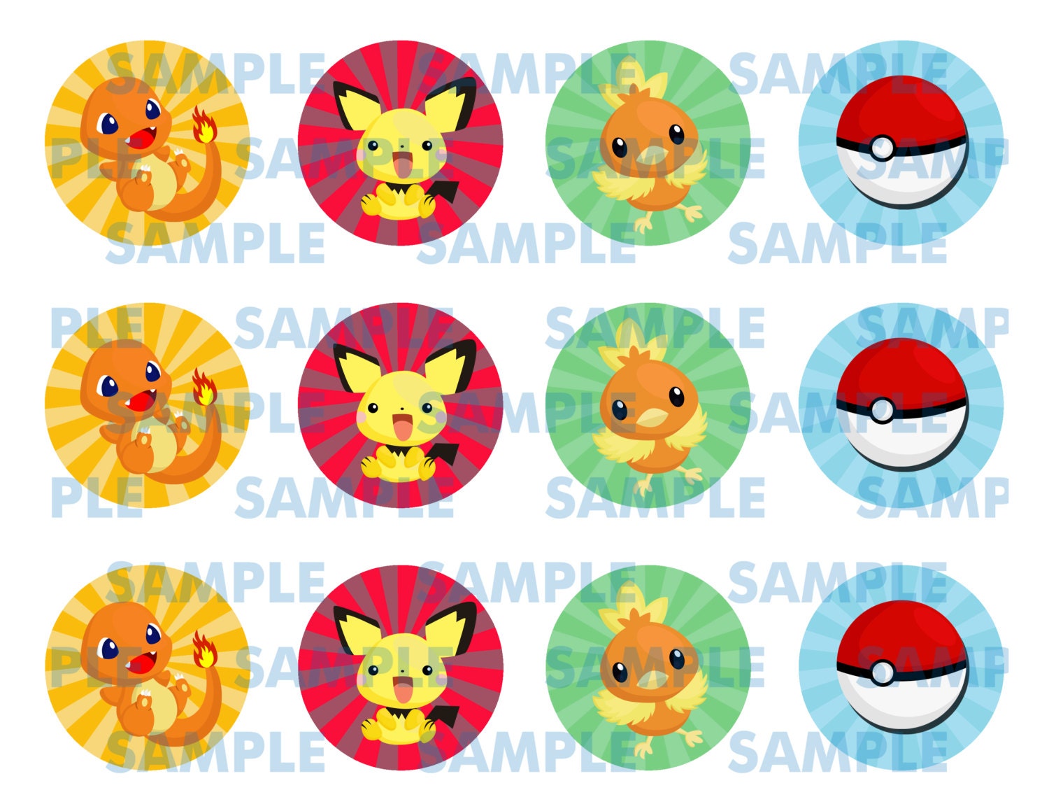 Imprimible Pokemon Cupcake Toppers-Pokemon Pegatinas-Pokemon | Etsy España