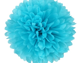 PomPom BRIGHT TURQUOISE | turquoise - handmade in Germany from high quality satinwrap tissue paper - 7 sizes