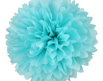 PomPom AQUAMARINE | aquamarine blue - handmade in Germany from high quality satin wrap silk paper - 7 sizes