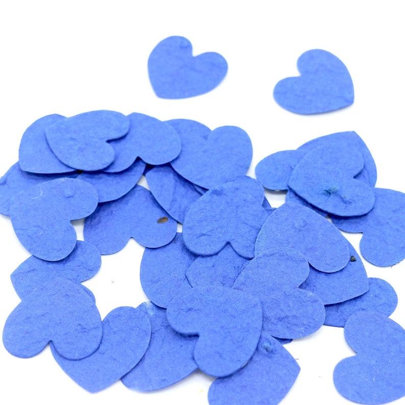 Zaad Confetti Seed Paper Confetti HEART parade blauw diepblauw duurzaam cadeau idee, gast cadeau bruiloft afbeelding 1