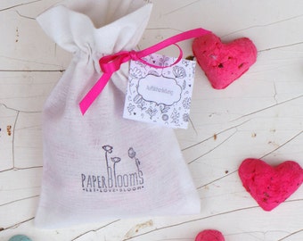 10 Bloeiende Harten Zaad bommen in katoenen zak, 70 kleuren selecteerbaar - Duurzame Gift Idee, Bruiloft Guest Gift