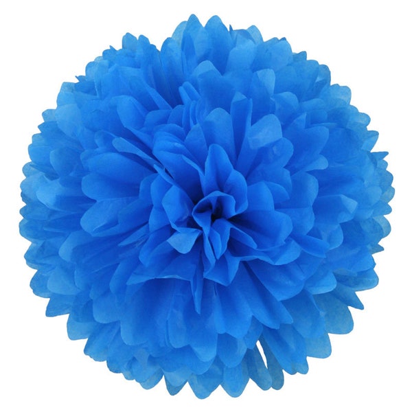 PomPom FIESTA BLUE | fiestablau - handgefertigt in Deutschland aus hochwertigem Satinwrap-Seidenpapier - 7 Größen