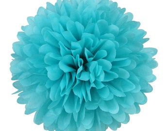 PomPom CARIBBEAN BLUE | Caribbean blue - handmade in Germany from high quality satin wrap tissue paper - 7 sizes