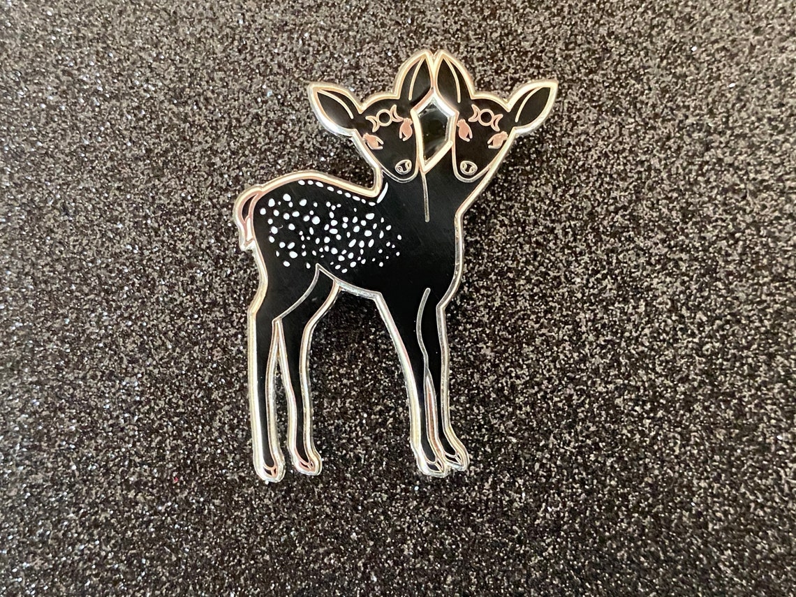 Double Headed Deer Enamel Pin Hard Enamel Pin Doe Pin - Etsy