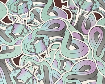 Double Headed Snake Sticker - Mirror Effect - Metallic - Vinyl Sticker - Witchy Art - Creepy Sticker