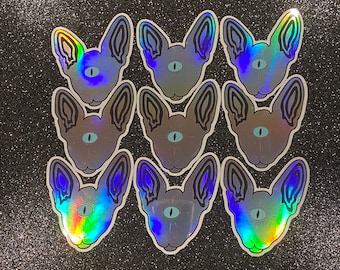 Cat Holographic Sticker - Creepy Art Sticker - Occult - Trippy Sticker - Holo