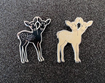 Double Headed Deer Enamel Pin - Hard Enamel Pin - Doe Pin - Creepy Pin