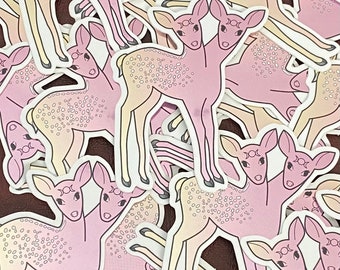 Double Headed Deer Sticker - Mirror Effect - Metallic - Vinyl Sticker - Witchy Art - Creepy Sticker