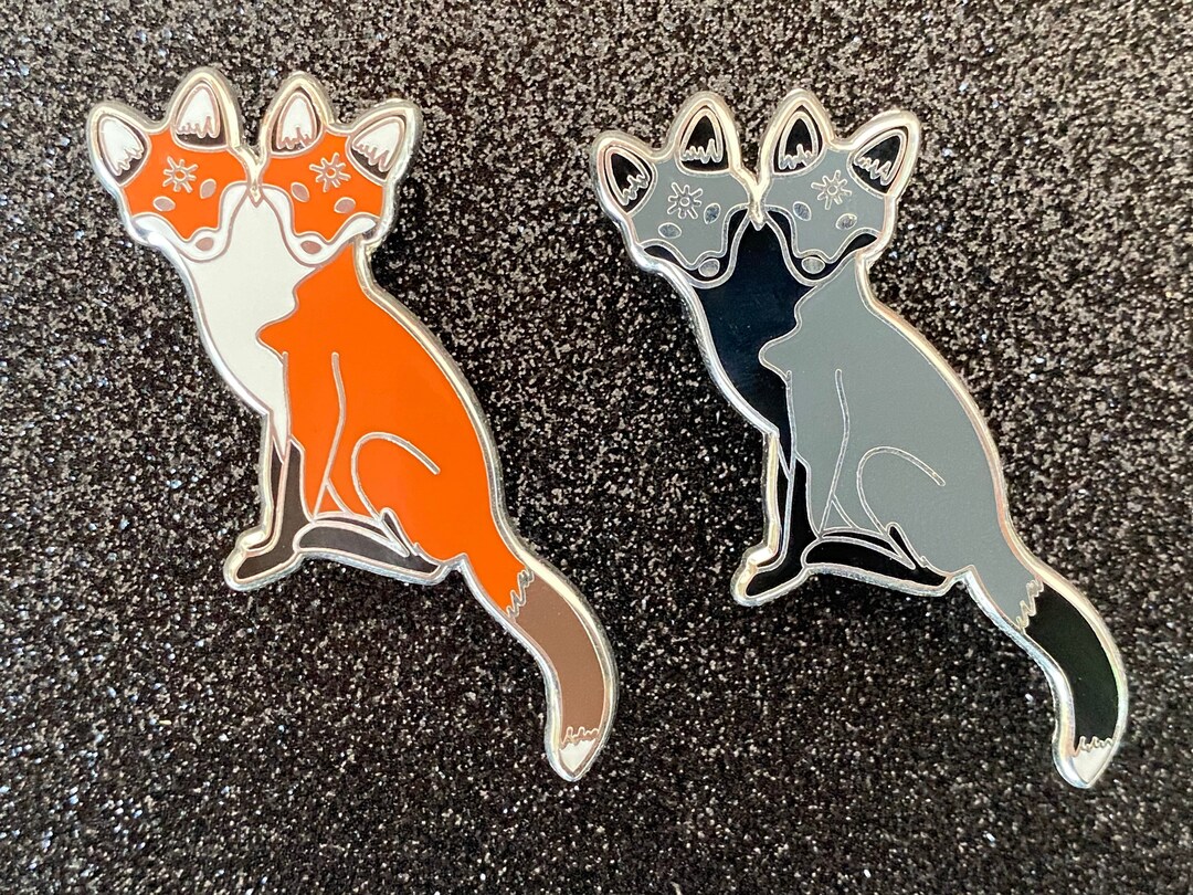 Double Headed Fox Enamel Pin - Hard Enamel Pin - Red Fox - Melanistic ...