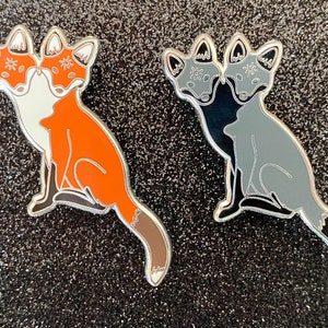 Double Headed Fox Enamel Pin - Hard Enamel Pin - Red Fox - Melanistic Fox