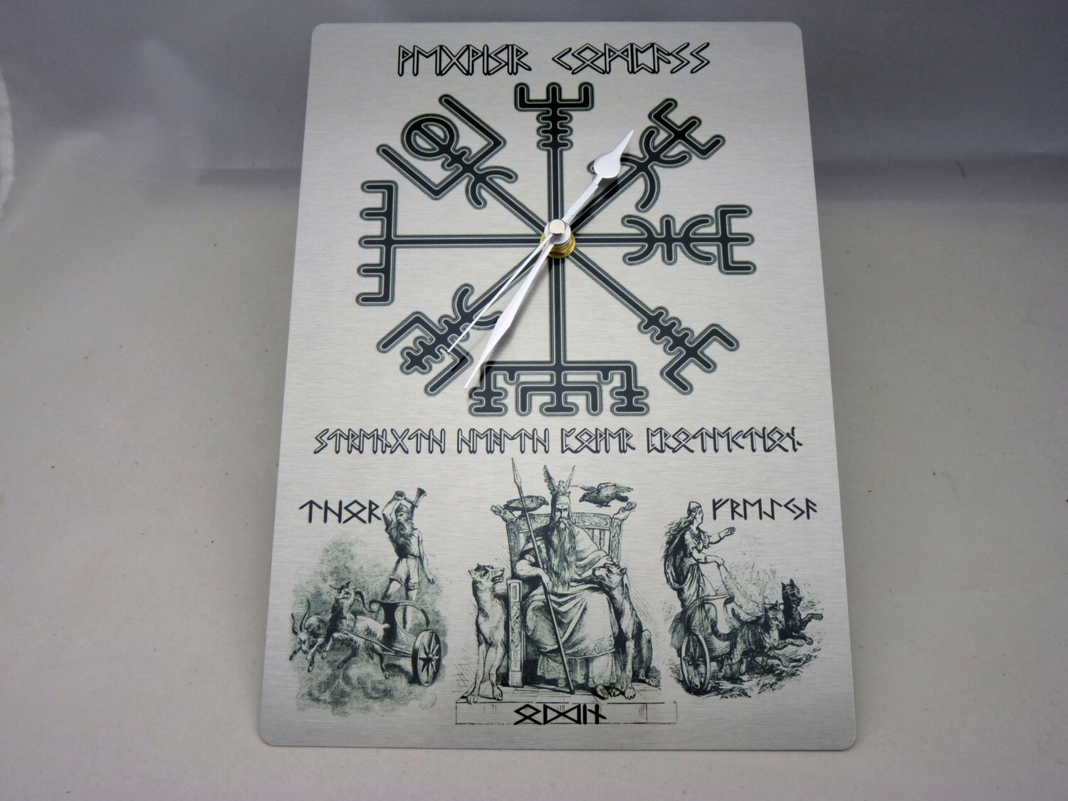 New: Viking RUNE Wall Clock With Lucky Vegvisir COMPASS, Can Be ...