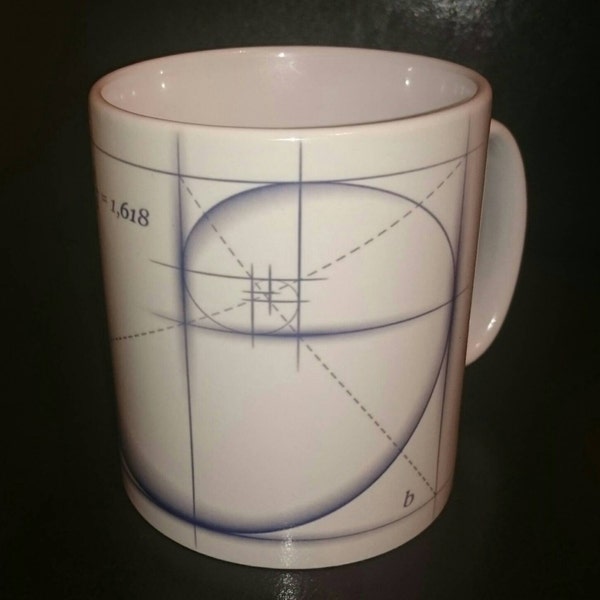 Fibonacci Sacred Geometry Design MUG - Golden Ratio 1.618 10oz Mug.