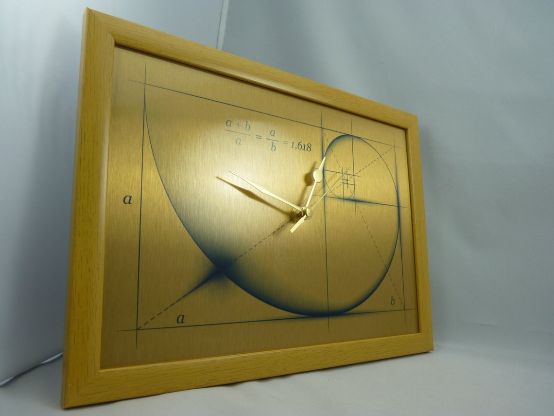 Fibonacci Golden Ratio Wall Clock sacred Geometry, Silent Nontick With