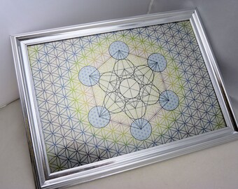 Flower of Life within Outer Spheres Silent non-tick Metatron's Cube Wall Clock 