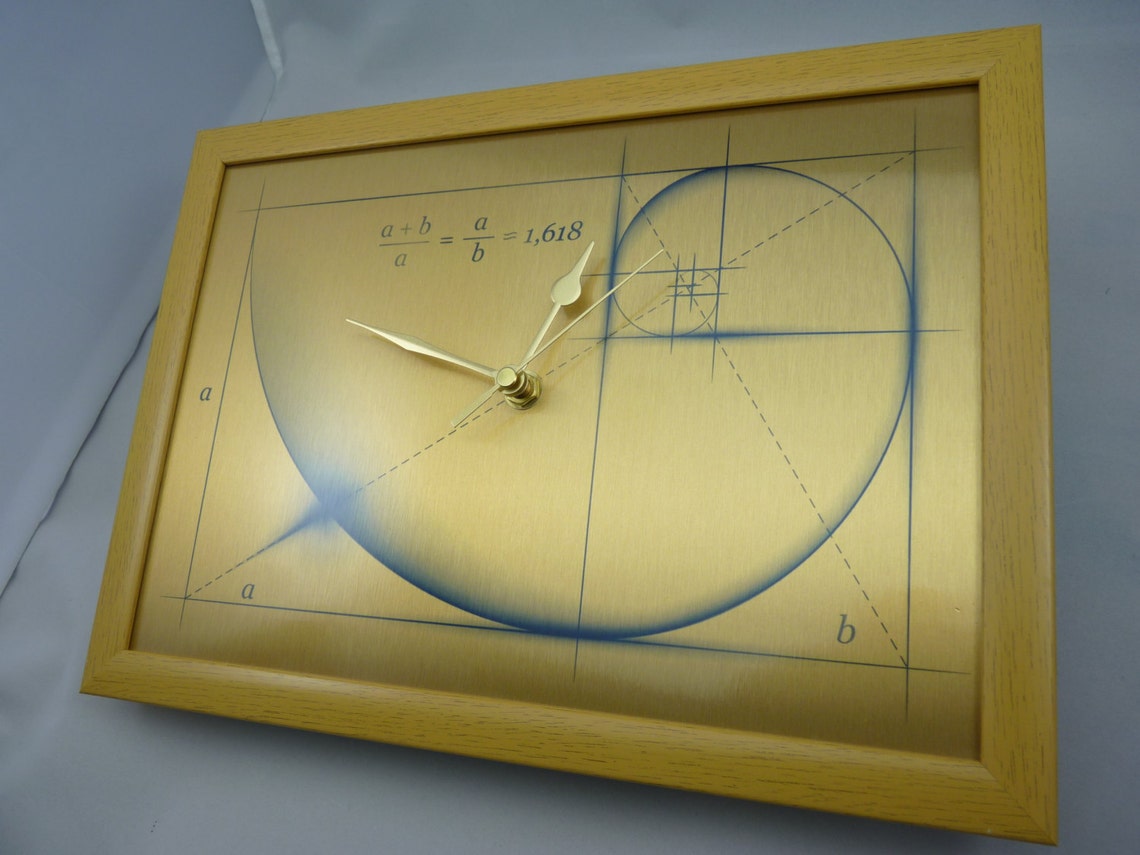 Fibonacci Golden Ratio Wall Clock sacred Geometry, Silent Nontick With