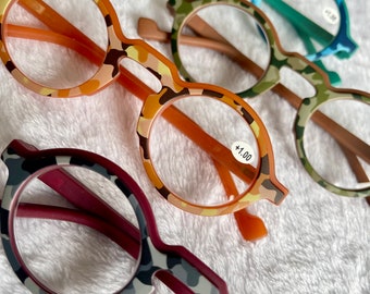 Funky Round Reading Glasses - Colourful - Flexi Hinge + 1.00 +1.50 +2.00 +2.50 +3.00