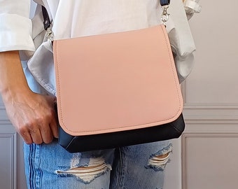 Pink Crossbody Bag,Messenger Bag For Women,Faux Leather Purse,Small Crossbody Bag,Gift For Her,Shoulder Bag,Cross Body Bag, Cross Body Purse