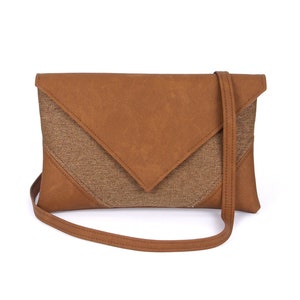 Bolso de cuero vegano, bolsos cruzados de cuero marrón, bolso cruzado mediano, bolso de hombro de tela, bolsos cruzados para mujeres, bolso pequeño