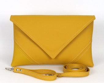 Yellow Clutch Purse,Mom Gift,Leather Clutch,Vegan Leather Pouch,Clutch Bag,Crossbody Clutch, Wristlet Wallet,Envelope Clutch,Leather Handbag