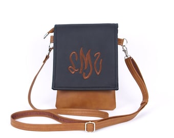 Crossbody Phone Case, Monogram Purse, Leather Crossbody Bag, Crossbody Wallet, Small Shoulder Bag, Messenger Bag Women, Cell Phone Bag