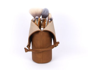 Mom Gift For Her Makeup Organizer Makeup Brush Holder Unique Holiday Gift Makeup Brush Roll Leather Makeup bag  Brush Bag Travel Bag