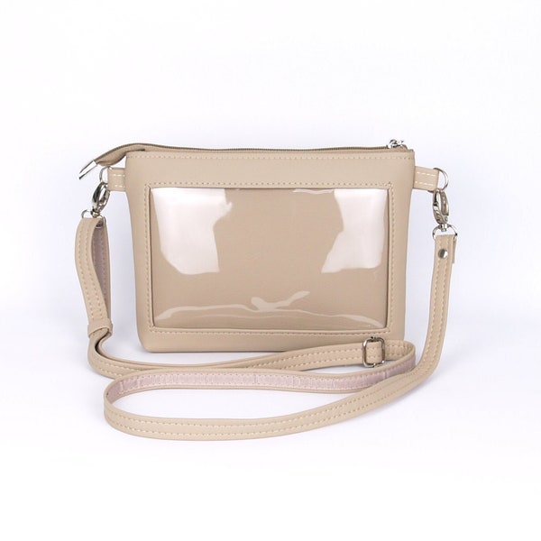 Sac Ita beige, petit sac à bandoulière, sac à bandoulière Ita, sac à main bandoulière, Itabag, petit sac zippé, sac à fenêtre, mini sac messager, petit sac Ita