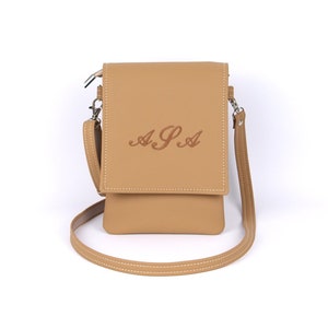 Personalized Embroidery Crossbody Phone Purse,Mini Crossbody Bag,Personalized Gift For Her,Small Messenger bag,Vegan Leather Crossbody Purse