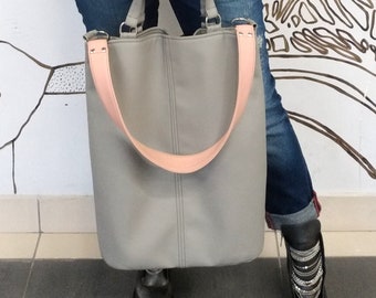 Borsa vegana in pelle, borsa a secchiello grigia, borsa tote, borsa tote Boho, borsa a secchiello, borsa tote in pelle, borsa tote casual, grande borsa in pelle, borsa grigia