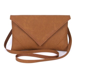 Brown Vegan Leather Crossbody Purse: Handmade Women&#39;s Clutch