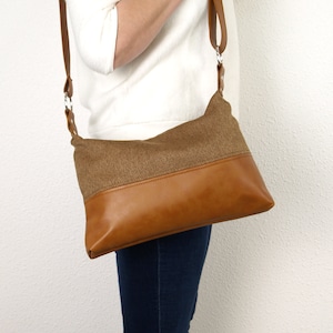 Boho Canvas Crossbody Bag: Vegane Ledertasche