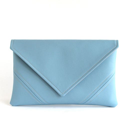 small blue clutch bag