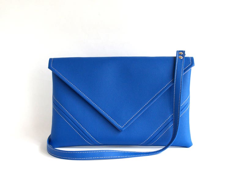 Royal Blue Clutch Purse Leather Clutch Vegan Leather Bag Etsy