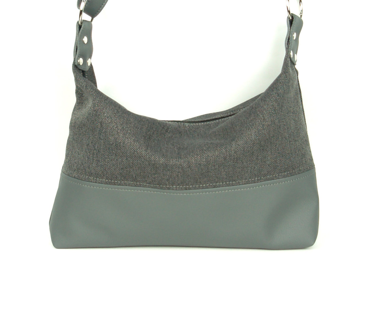 Grey Canvas Bag Crossbody Leather Purse Vegan Leather Purse Etsy