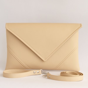 Damen Geschenk für Sie Beige Clutch Geldbörse Vegane Leder Clutch Tasche Ivory Brautjungfern Clutch Hochzeit Clutch Handtasche Kleine Crossbody Tasche Handtasche