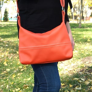 Bolso de piel naranja, bolso vegano, bolsos cruzados, bolso de mensajero para mujer, bolsos cruzados para mujer, bolso de hombro, bolso holgado, bolso tipo hobo