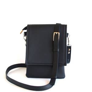 Bolso bandolera pequeño negro Bolso de cuero Bolso para teléfono celular Estuche bandolera para teléfono Monedero para teléfono celular Monedero para iPhone Bolso pequeño de viaje Bolso para teléfono