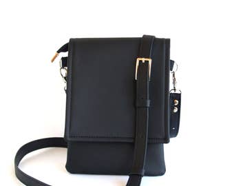 Black Small Crossbody Bag Leather Bag Cell Phone Bag Crossbody Phone Case Cell Phone Purse IPhone Wallet Purse Small Travel Bag Phone Bag