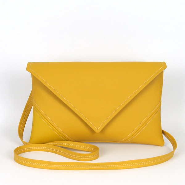 Yellow Crossbody Leather Bag, Handbag, Vegan Wallet, Purses and Bags, Woman Crossbody Bag, Phone Clutch, Small Leather Purse