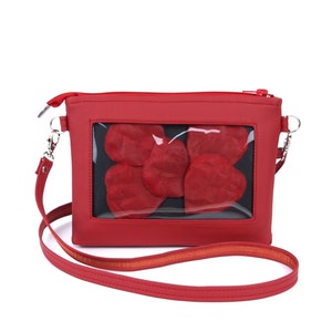 Bolso Ita rojo, bolso cruzado, bolso Itabag, bolso con ventana, billetera de pulsera, bolso Ita cruzado, bolso Ita, bolso abanico, bolso de color personalizado, bolso mensajero Ita