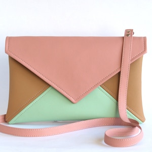 Sac en cuir végétalien Sac en cuir Rose Menthe Crossbody Sac Vegan Bag Petit Cross Body Bag Vegan Crossbody Purse Small Crossbody sac Femmes Sac Petit Sac