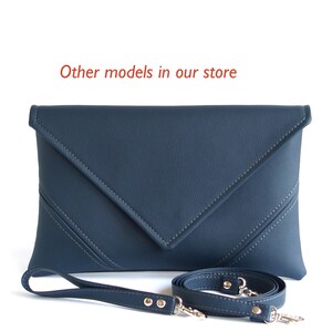 Navy Clutch Bag, Womens gift, Blue Clutch Purse, Wristlet Clutch Bag Envelope, Small Crossbody Purse, Vegan leather handbag Evening bag image 9