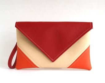 Red clutch bag, Envelope clutch purse, Vegan leather Crossbody purse, Bridesmaid clutch,  Evening bag, Vegan leather clutch, Gift For Her