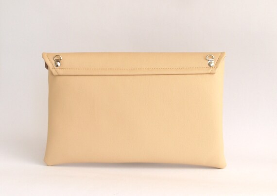 Womens Gift for Her Beige Clutch Purse Vegan Leather Clutch Bag
